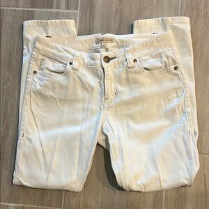 CAbi White Straight Leg Jeans with Casual Distressing